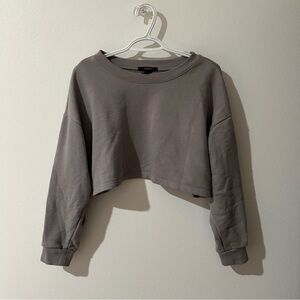 Forever 21 Gray Cropped Crewneck Sweatshirt